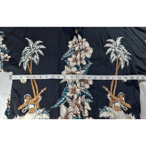 Baik Baik Honolulu Hawaiian Retro Shirt Black Size Small Hula Girl - Picture 10 of 11